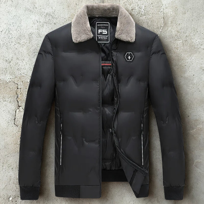 Cotton-Padded Faux Fur Collar Bomber Coat