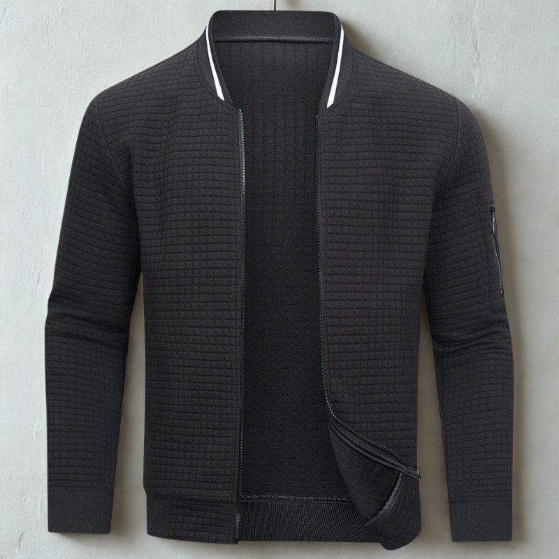 Knit Slim Fit Ribbed Collar Jacket