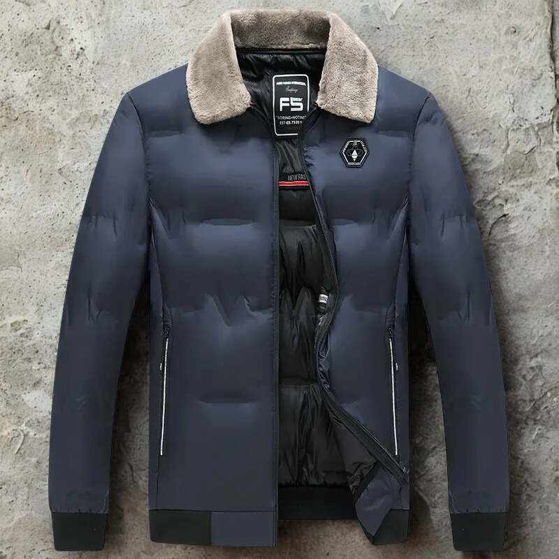 Cotton-Padded Faux Fur Collar Bomber Coat