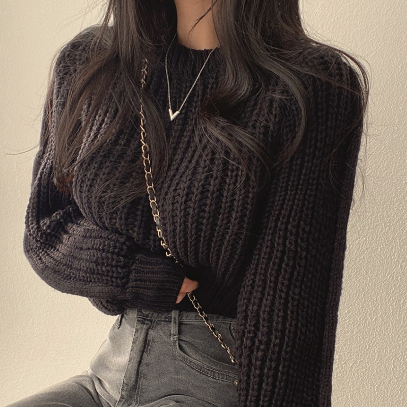 Chunky Knit Pullover Crewneck Sweater