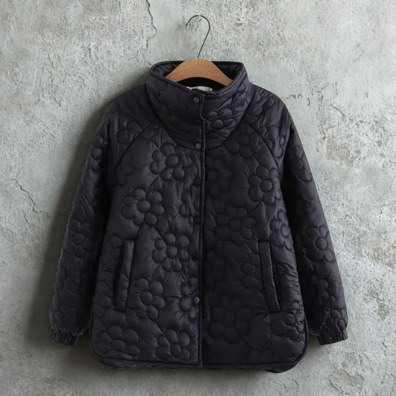 Quilted Relaxed Fit Stand Collar Jacket