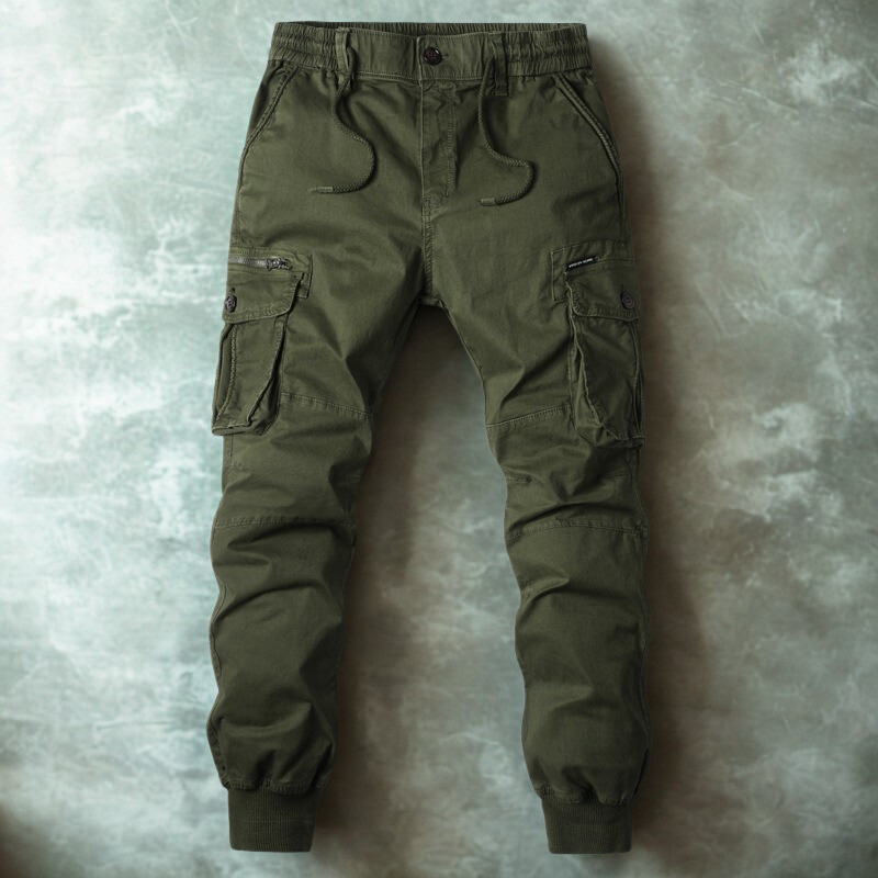 Elastic Waist Cotton Blend Relaxed Fit Cargo Pants
