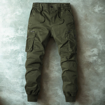 Elastic Waist Cotton Blend Relaxed Fit Cargo Pants