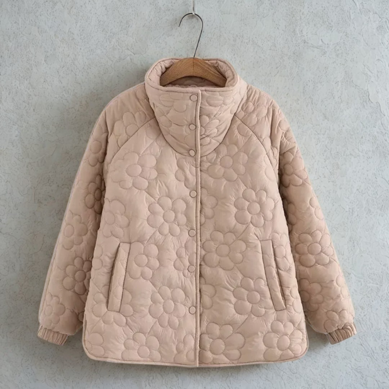 Quilted Relaxed Fit Stand Collar Jacket