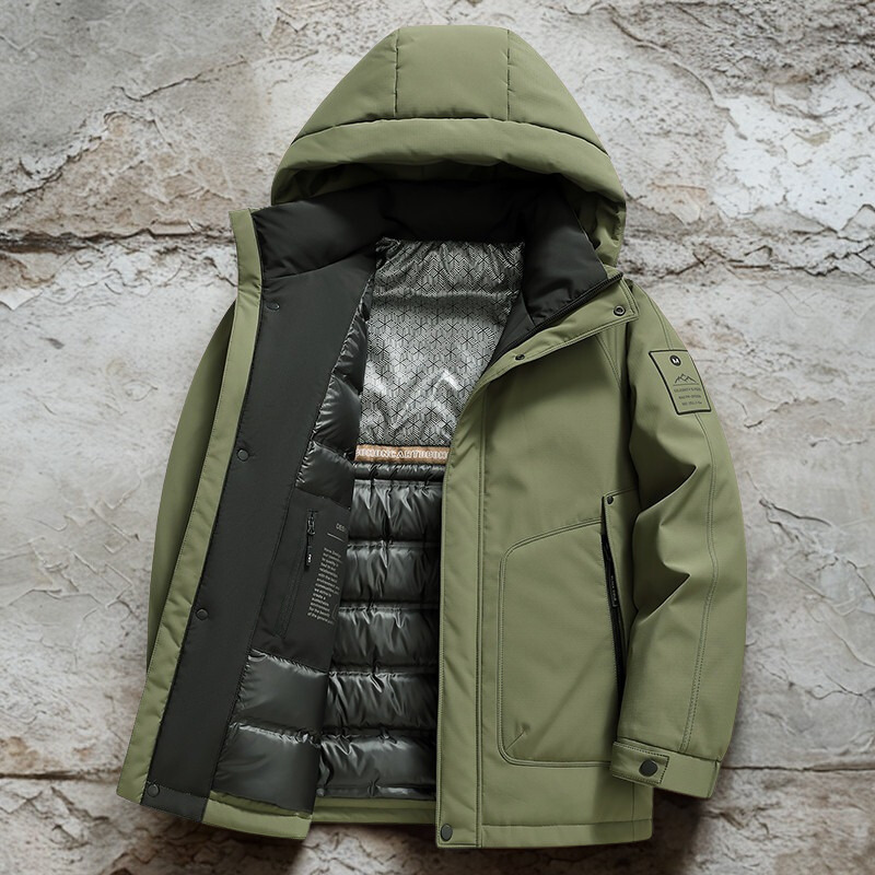 Woven Blend Hooded Hip Length Coat