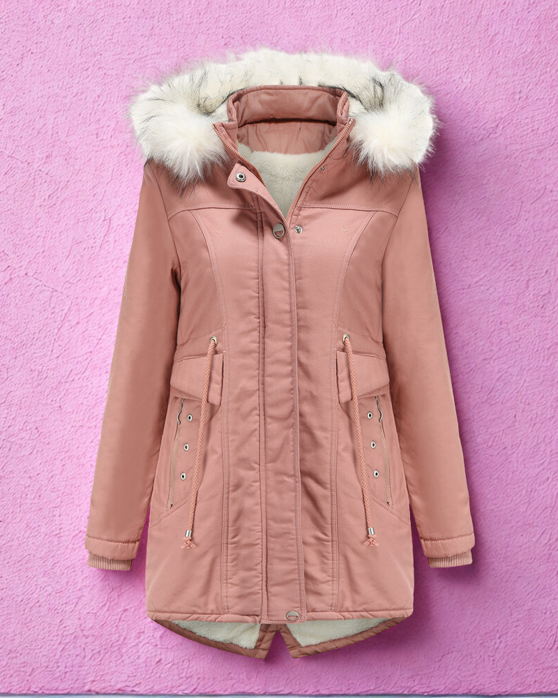Weather-Resistant Faux Fur Hood Parka Jacket