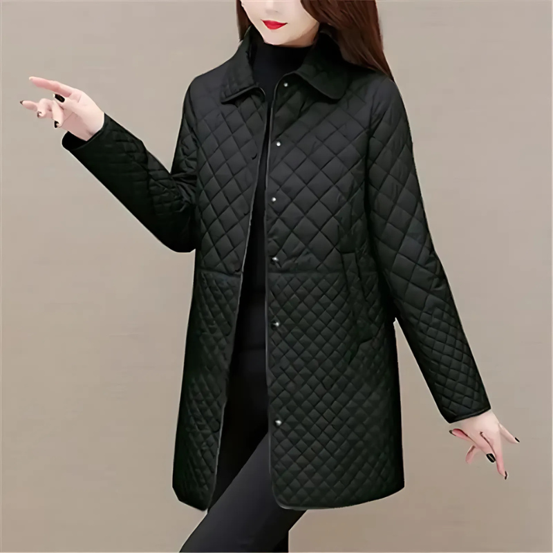 Rhombus Pattern Relaxed Fit Quilted Coat