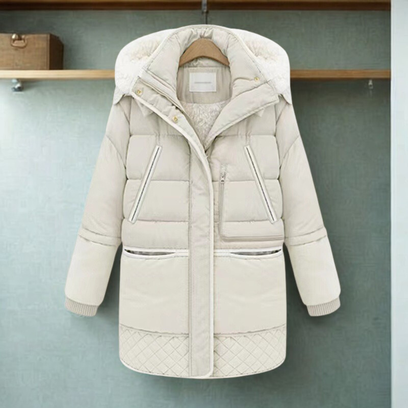 Oversized Quilted Plush Hood Padded Coat
