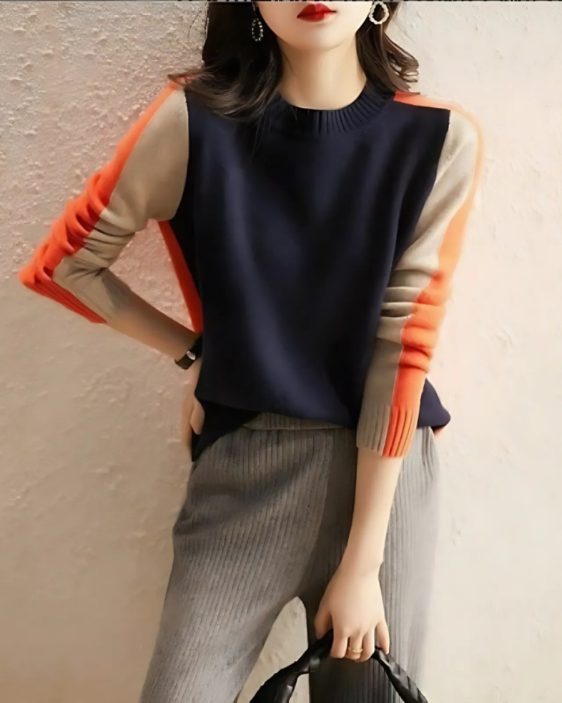 Knit Relaxed Fit Color Block Two-Piece Set