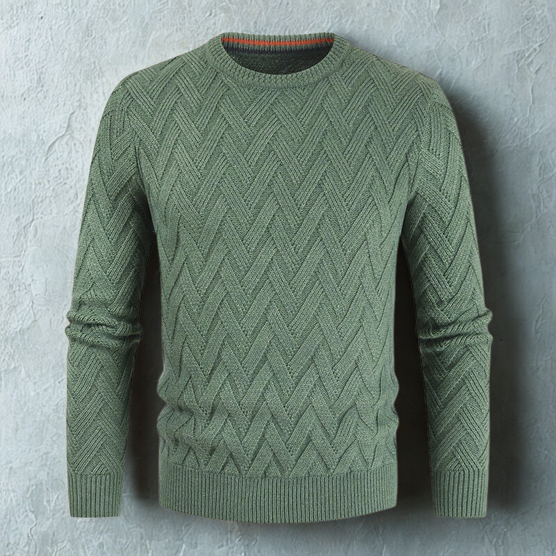 Wool Chevron Knit Crew Neck Sweater