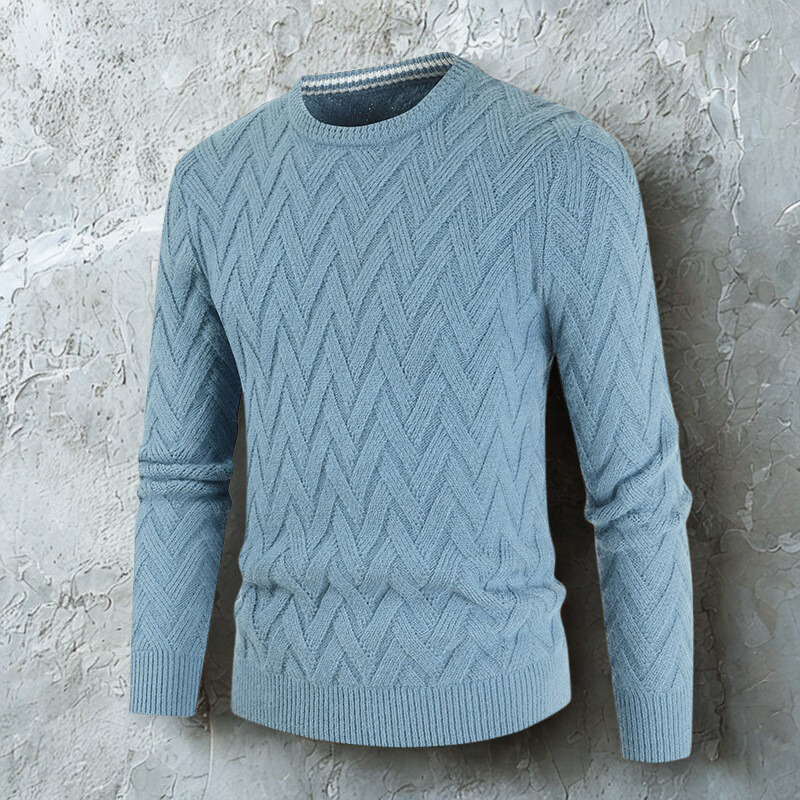 Wool Chevron Knit Crew Neck Sweater