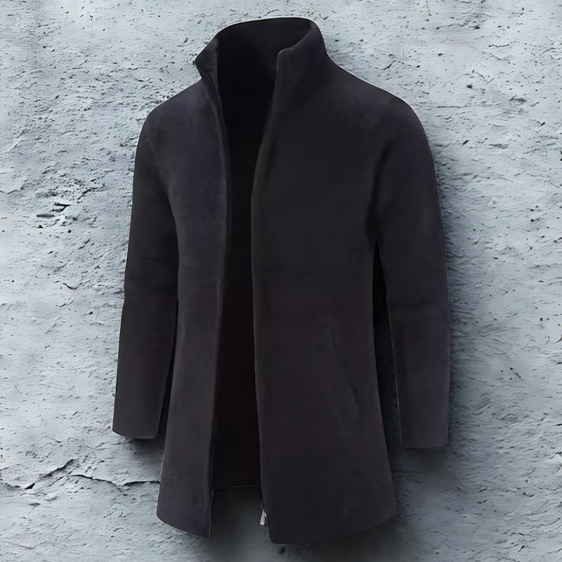 Wool Mid-Thigh Stand-Up Collar Coat