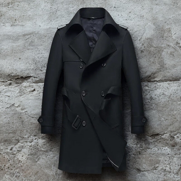 Slim Fit Double-Breasted Detachable Belt Trench Coat