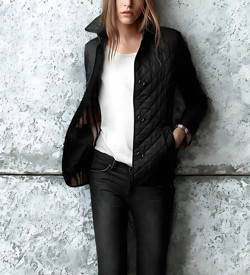 Quilted Slim Fit Spread Lapel Jacket