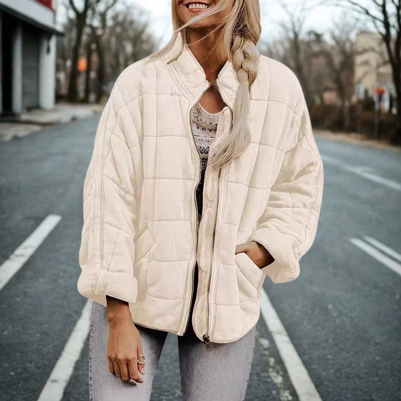 Oversized Quilted Stand Collar Coat