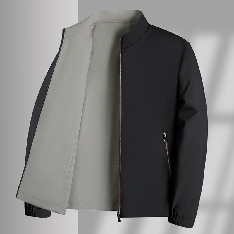 Windproof Regular Fit Stand Collar Bomber Jacket