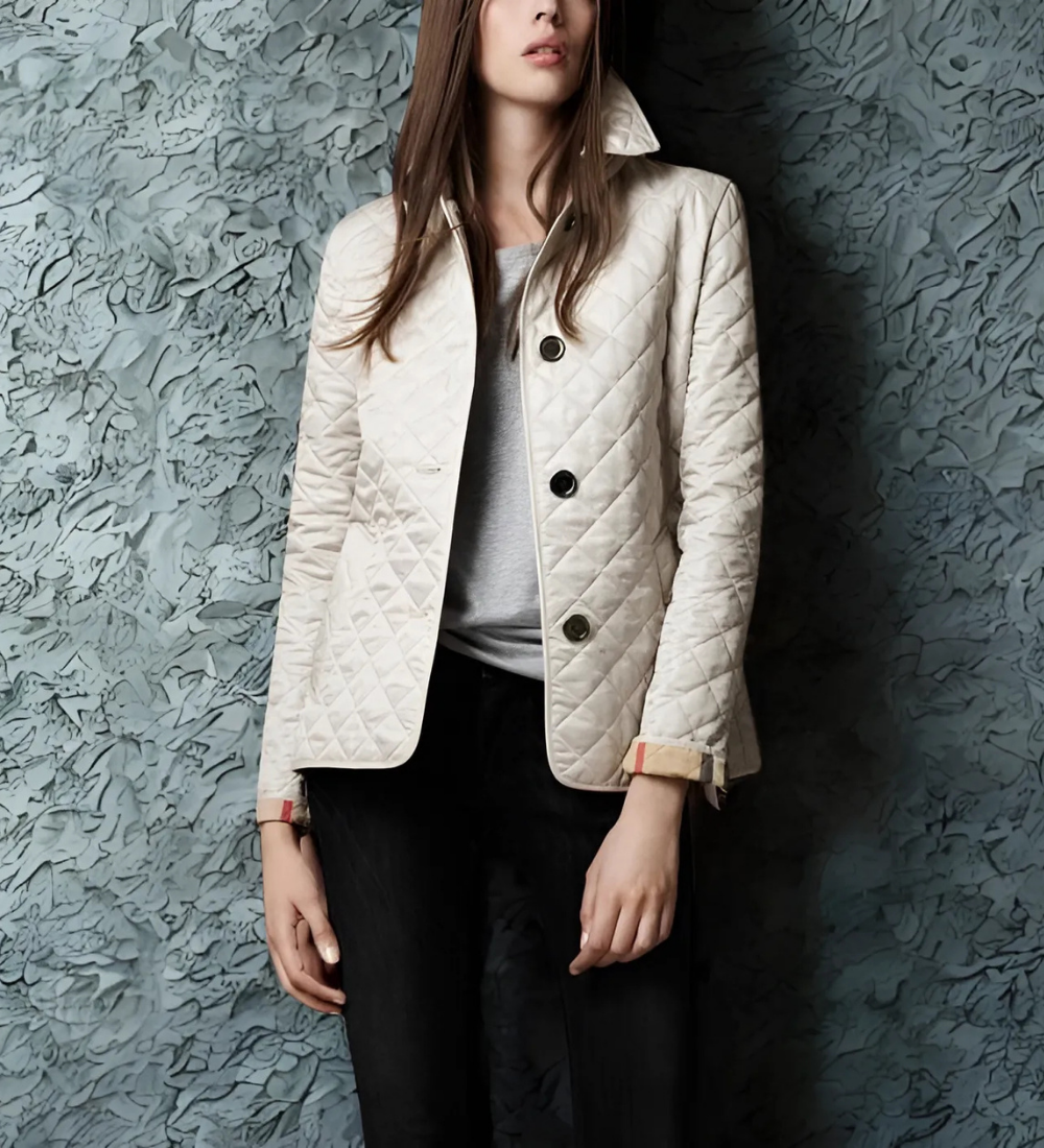 Quilted Slim Fit Spread Lapel Jacket