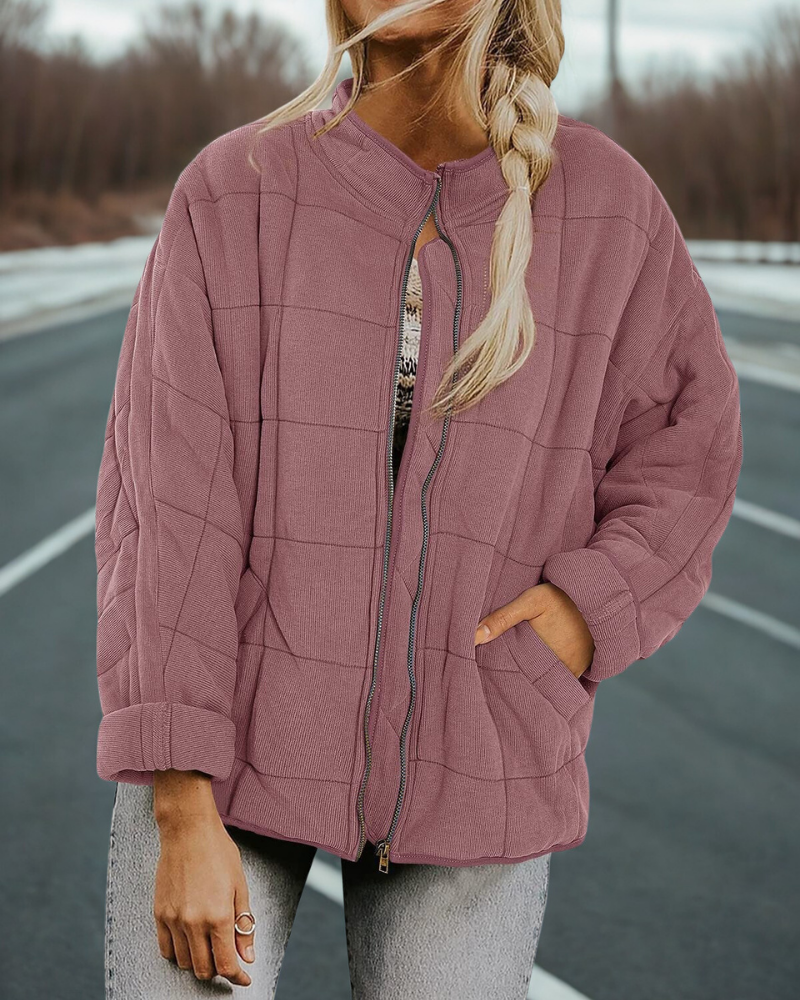 Oversized Quilted Stand Collar Coat