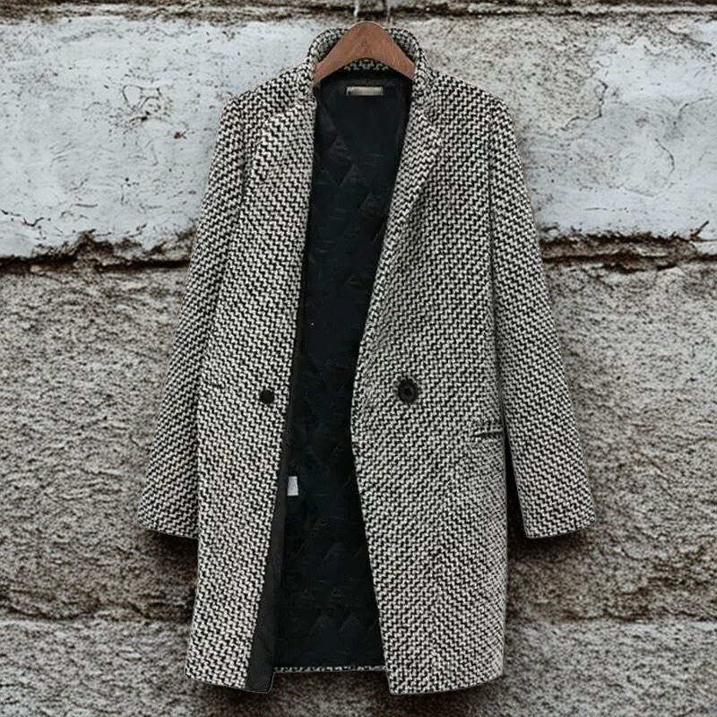 Slim Fit Wool Houndstooth Coat