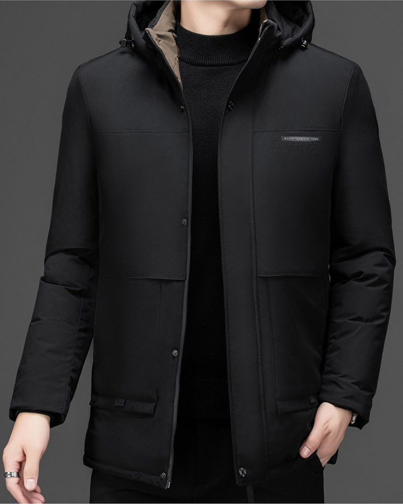 Weatherproof Insulated Hooded Mid-Length Coat
