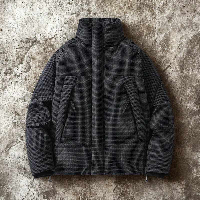 Technical Fabric Hip Length Stand-Up Collar Coat