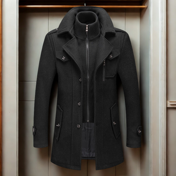 Wool Blend Slim Fit Double Collar Coat