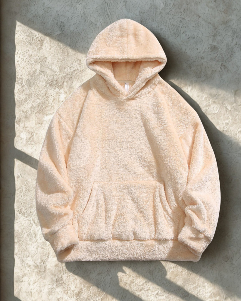 Plush Knit Oversized Fit Kangaroo Pocket Hoodie