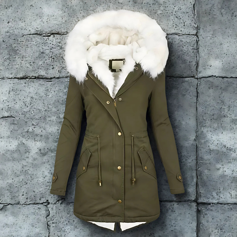 Water-Resistant Faux Fur Hood Parka Coat