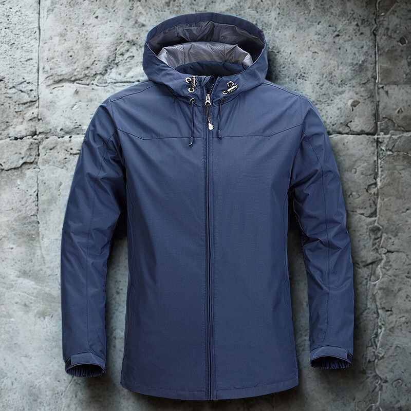 Wind Resistant Ripstop Two-Way Zipper Hooded Jacket