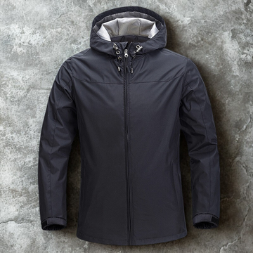 Wind Resistant Ripstop Two-Way Zipper Hooded Jacket