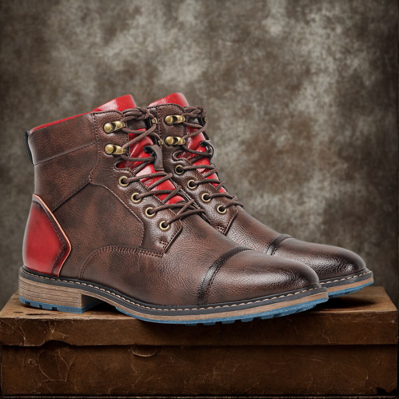 Leather Cap Toe Lug Sole High-Top Boots