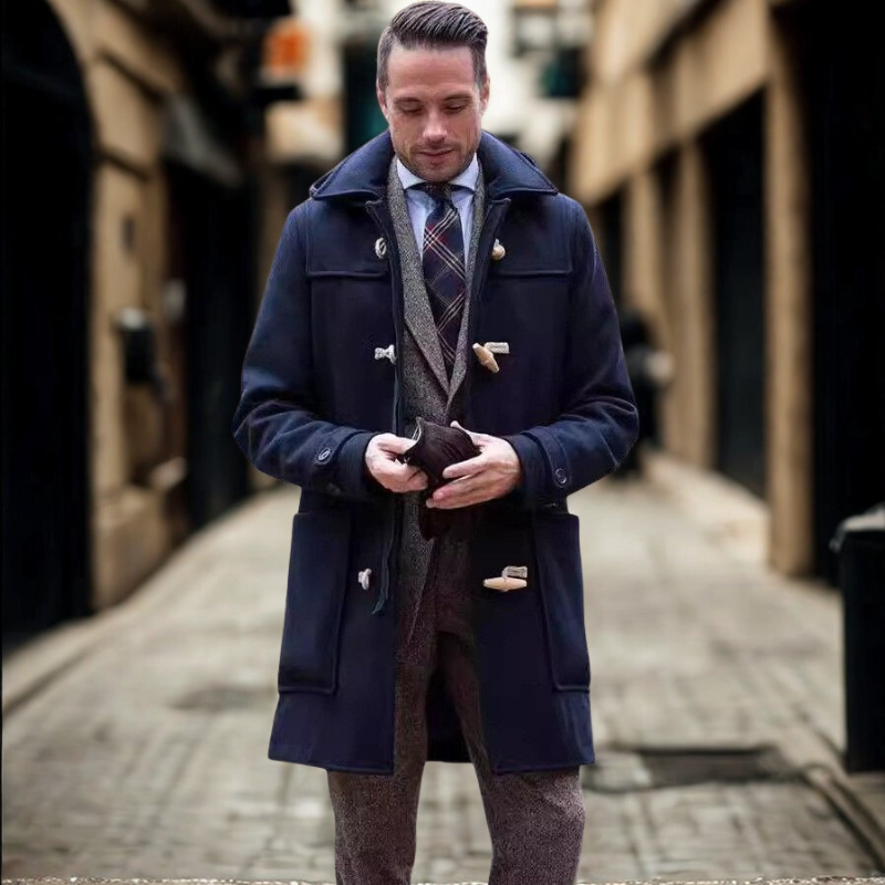Wool Blend Hooded Toggle Trench Coat