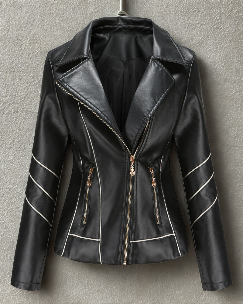 Asymmetrical Zip Quilted Sleeve Motorcycle Jacket