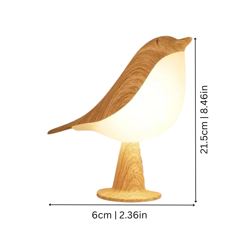 Minimalist Wood-Effect Bird Table Lamp