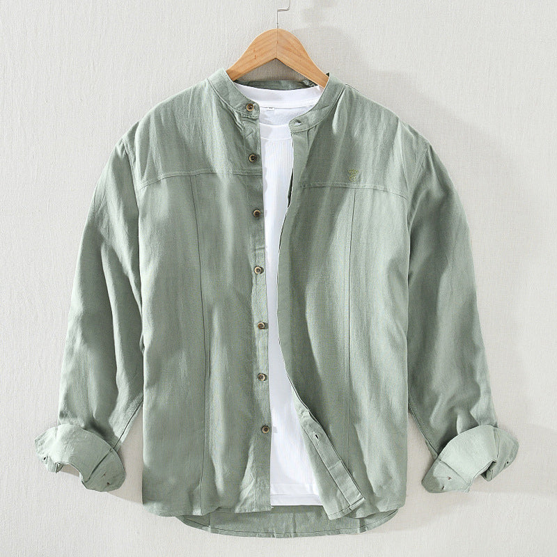 Breathable Lightweight Cotton Mandarin Collar Shirt
