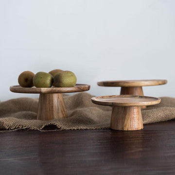 Solid Wood Tapered Pedestal Serving Stand
