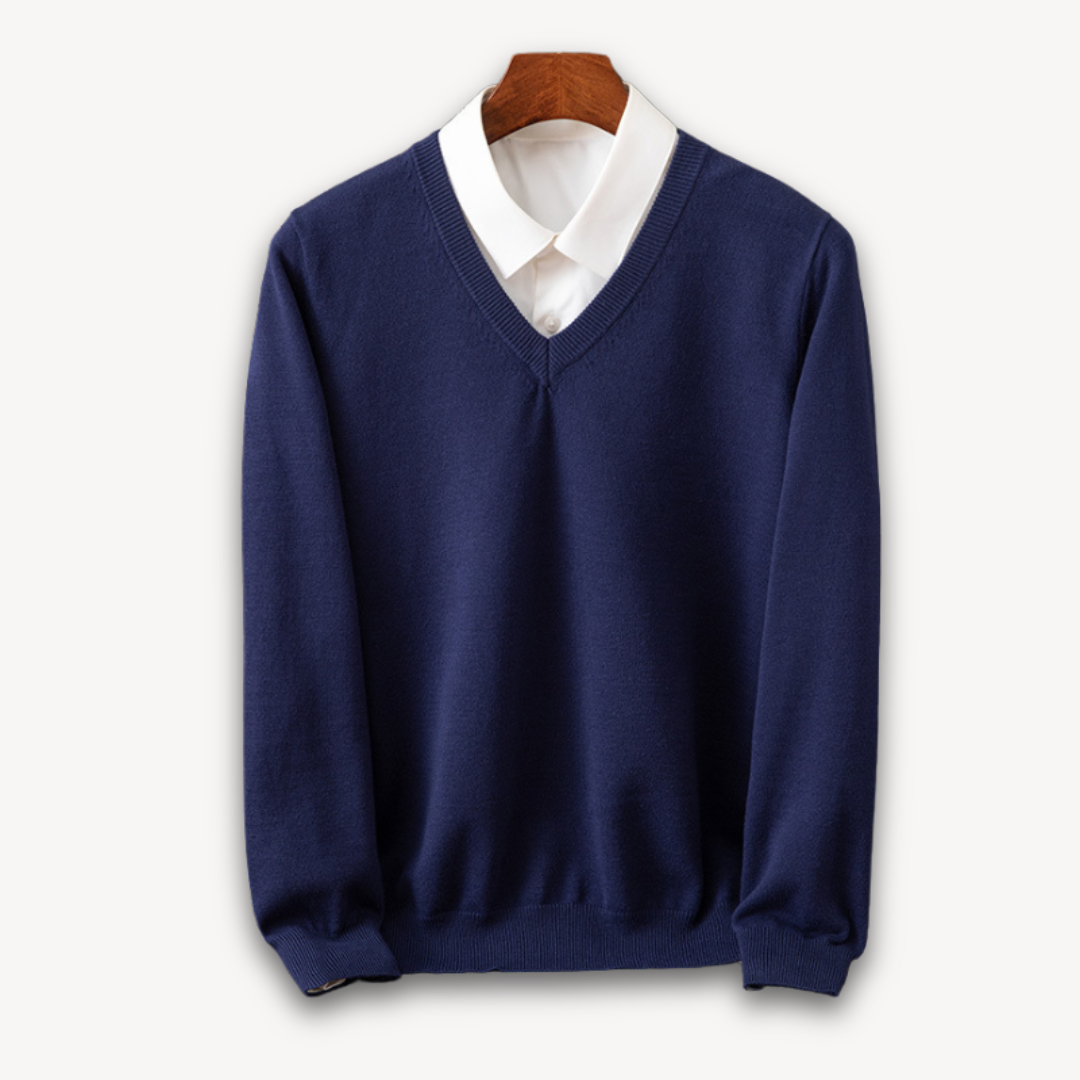 Men's V-neck Sweater – Slim Fit – Soft Knit Quality – Ribbed Edges – Versatile Style