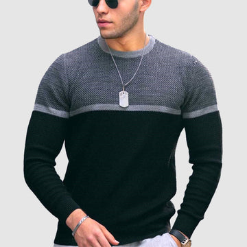 Joshua Wool Slim Fit Pullover Sweater | Color-Block Crewneck Sweater