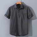 Men's polo shirt – linen – relaxed fit – short sleeve – chest pocket