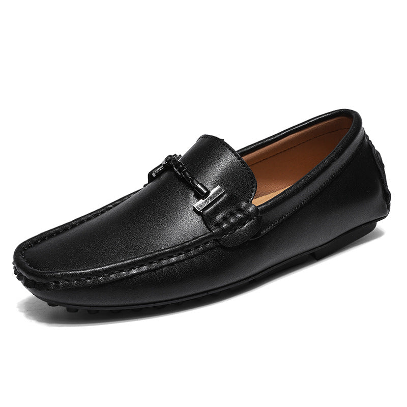 Smooth Leather Slip-On Non-Slip Loafers