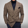 Men's Blazer – Double Breasted – Tailored Fit – Tweed – Peak Lapel
