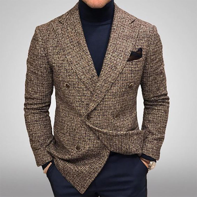 Men's Blazer – Double Breasted – Tailored Fit – Tweed – Peak Lapel