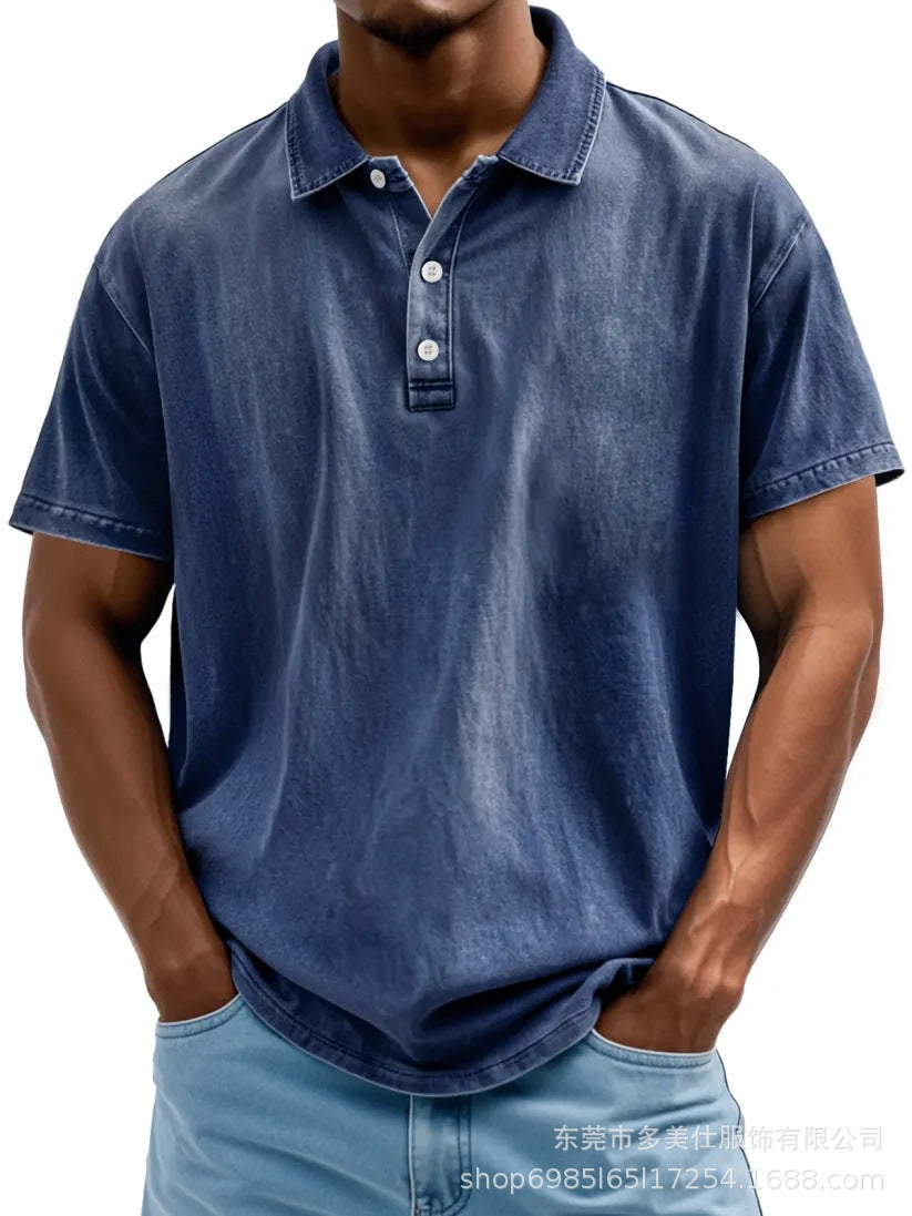 Men's polo shirt – 100% cotton – relaxed fit – retro washed – short-sleeved