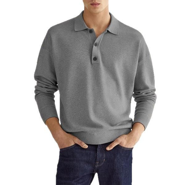 Men's Polo Shirt – Classic Fit – Long-Sleeved – Soft Cotton Blend – Ribbed Cuffs
