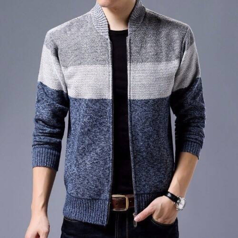 Full Zip Textured Knit Cardigan Sweater