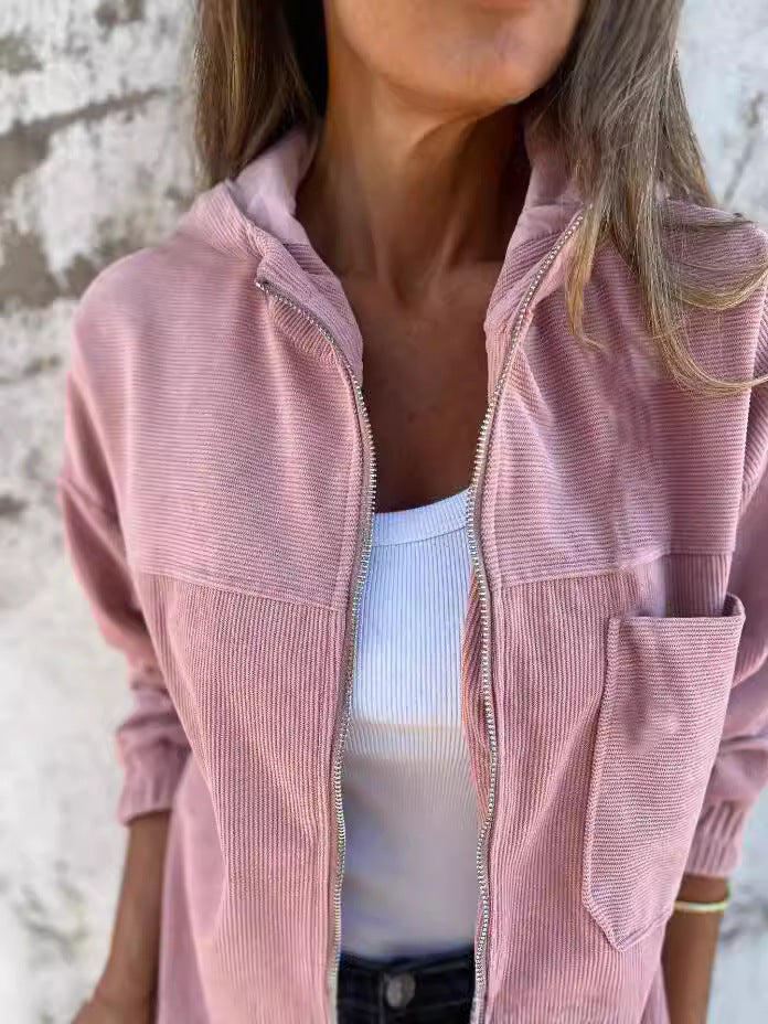 Corduroy Relaxed Fit Hooded Jacket