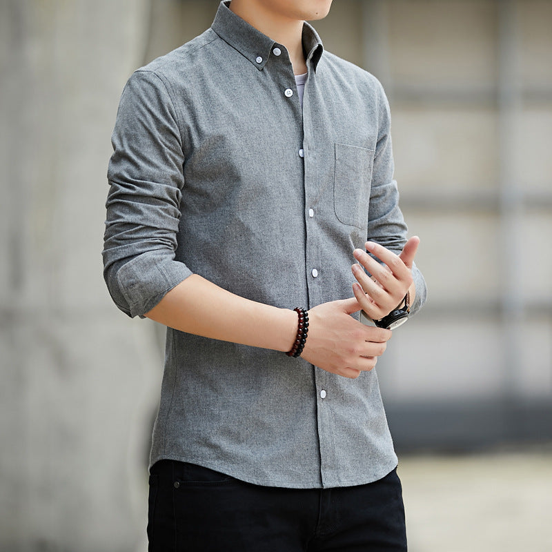 Men's Shirt with Long Sleeves – Slim Fit – Oxford Weave – Button Closure – Chest Pocket