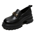 Women's Loafers – Genuine Leather – Chunky Sole – Metallic Detail – Stable Comfort