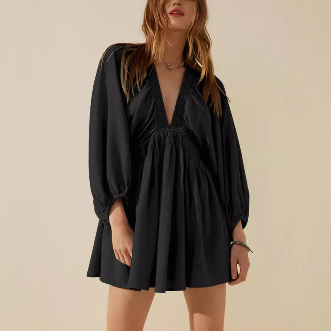 Cotton Linen Loose Fit Short Dress