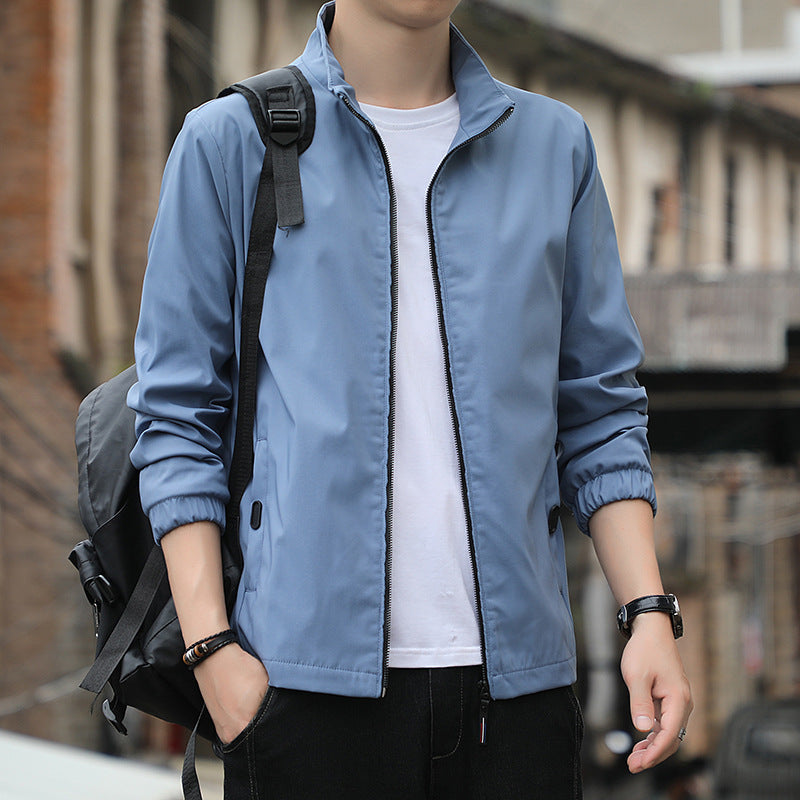 Men's Jacket – Slim Fit – Light and Breathable – Stand Collar – Zipper Closure